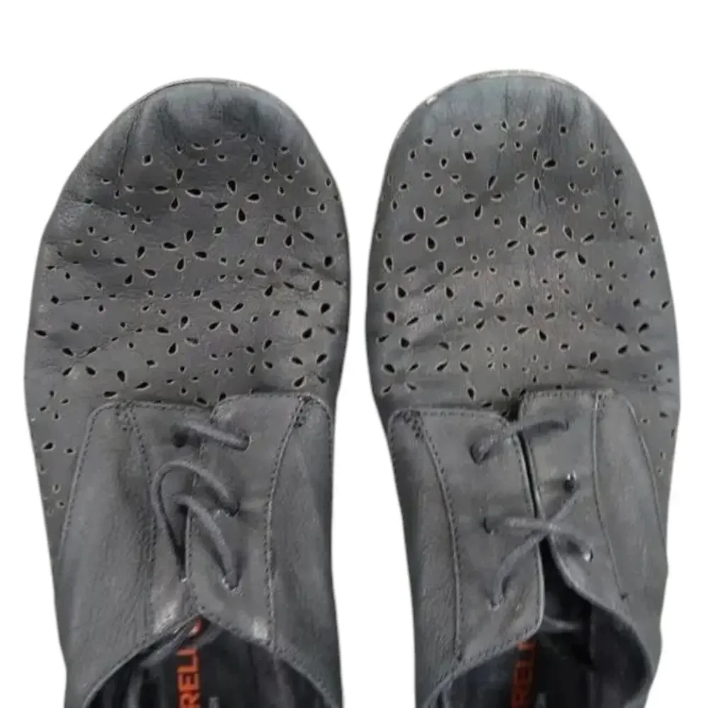 Merrell Shoes Womens 8 Casual Leather Sneakers Black Mimix Maze Eyelet Laser Cut